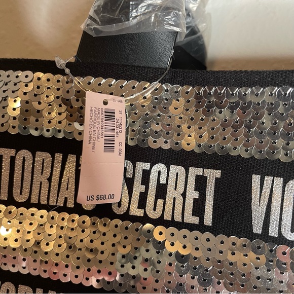 Victoria's Secret Black and Silver Sequin Tote Bag NWT - Picture 10 of 11